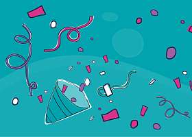 Tröten und Konfetti zu 2 Jahre Deutschlandticket