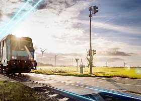 Marschbahnzug mit gezeichneter Oberleitung