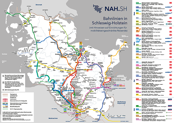 Bahnlinienplan Schleswig-Holstein Bahnlinienplan Schleswig-Holstein