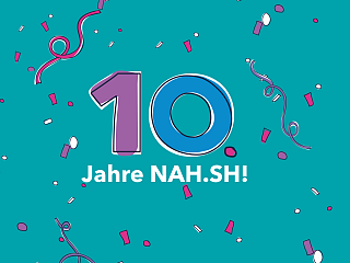 10 Jahre Verbund 10 Jahre NAH.SH Schriftzug mit Konfetti