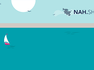 Hintergrund Teams Sommer sf2 gezeichnetes Strandhintergrundbild mit NAH.SH Logo rechts oben in der Ecke