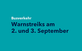 Text: Busverkehr. Warnstreiks am 2. und 3. September