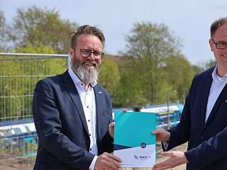 Verkehrsminister Madsen und Bürgermeister Lindenau Verkehrsminister Madsen und Bürgermeister Lindenau