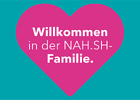 Pinkes Herz: Willkommen in der NAH.SH-Familie. 