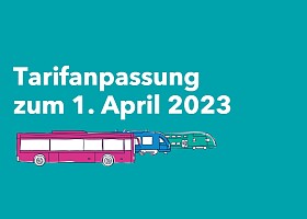 Weißer Text auf türkisfarbenem Hintergrund zur Tariferhöhung April 2023