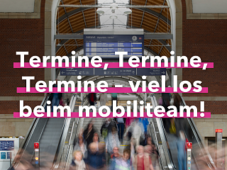 Viel los beim mobiliteam Schriftzug 