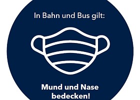 Icon: In Bahn und Bus gilt: Mund und Nase bedecken