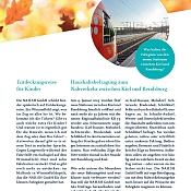 Herbstlich gestaltete Kopfzeile mit einem runden Bildausschnitt eines Zuges am Gleis, drunter zwei Artikel