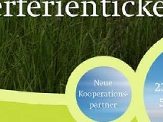 Bild mit grüner Wiese und dem Schriftzug: Sommerferienticket, drunter Infos zur Gültigkeit