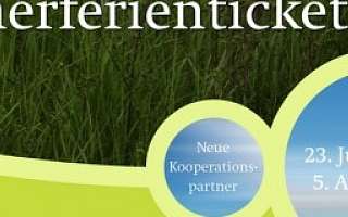 Bild mit grüner Wiese und dem Schriftzug: Sommerferienticket, drunter Infos zur Gültigkeit