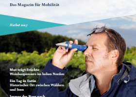 Magazincover Los! Herbst 2017 mit Mann im Weinberg